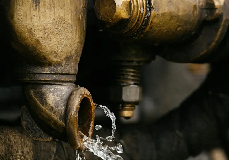 Water leaking from a burst pipe
